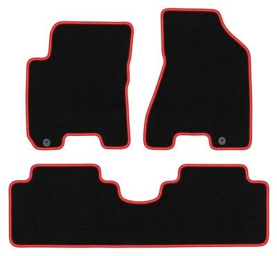 Produktbild von Fußmatten Velours Schwarz/Rot für Hyundai Tucson I 2004-2010 Set 3-tlg