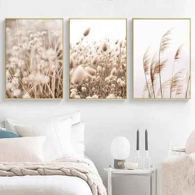 Immagine prodotto di SWECOMZE Poster Set 3 Immagini Beige Pampas Decorazione murale senza cornice 40x50cm