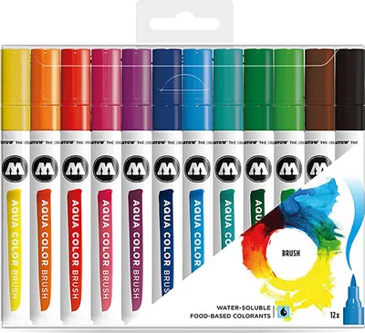 Produktbild von Molotow Marker AQUA COLOR BRUSH 12er Etui, Basic Set 1, sortiert