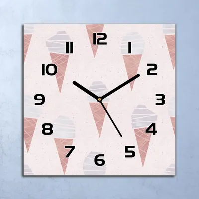 Produktbild von Wanduhr Echt-Glas-Küchenuhr Eiscreme Süßes Quarz Lautlos 30x30 Deko Bilder