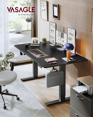 Produktbild von VASAGLE Elektrisch Höhenverstellbarer Schreibtisch, Stehpult mit Typ-C und Kabelmanagement für Home Office, 140 x 80 cm, Schwarz