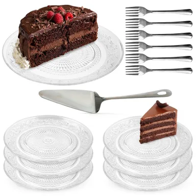 Produktbild von Vilde | Dessert-Set 14-teilig - Etagere Ø 25 cm - 6 Dessertteller Ø 18 cm - Kuchengabeln & Tortenheber