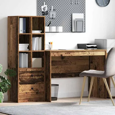Image de Maison Exclusive - Bureau avec tiroir 2 pcs Bois ancien