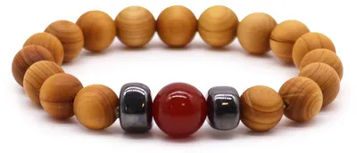 Imagen del producto de Pulsera de Cedro - Chakra Raíz - Jaspe Rojo
