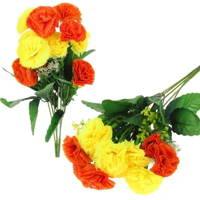 Image de Bouquet de chrysanthèmes artificiels pour décoration de vase, 35 cm - Orange