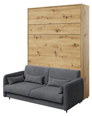 Produktbild von MEBLINI Schrankbett mit Sofa Bed Concept - Wandbett mit Lattenrost - Klappbett mit Schrank - Wandklappbett - Murphy Bed - BC-12 - 160x200cm Vertikal - Artisan Eiche/Dunkelgrau