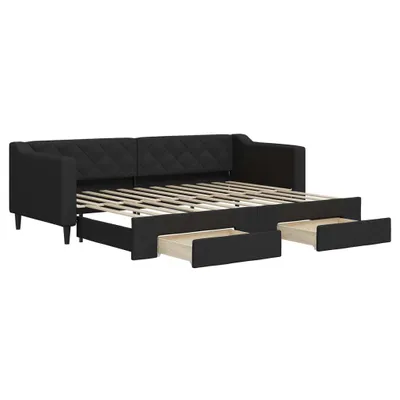 Produktbild von vidaXL Tagesbett Ausziehbar mit Schubladen Schwarz 80x200 cm Stoff