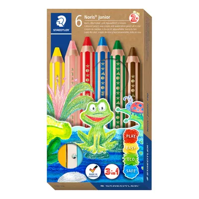 Immagine prodotto di Noris® junior 140 matita da colorare per bambini scatola di cartone con 6 colori e 1 temperamatite