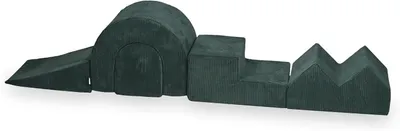 Produktbild von Spielplatz aus Schaumstoff 5 Elemente Bouclé Weiß - Indoor Spielset Kletterspielzeug für Babys & Kleinkinder - Kinderzimmer - Großbausteine zum Toben & Klettern