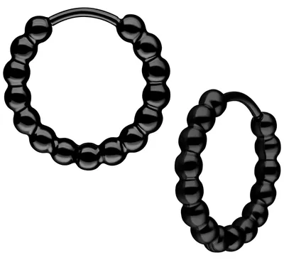 Produktbild von Wildcat Ohrringe - Little Basic Bubble Hoops Pairs - Schwarz, 12,0 mm - Chirurgenstahl 316L - wasserfest, langlebig, hautverträglich, Schwarz