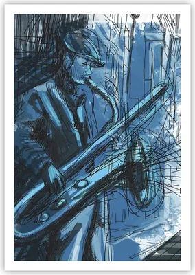 Produktbild von Poster - Poster ohne Rahmen - Saxophon Musiker Zeichnen - 70x100 cm - Wand Bild - Wanddeko - Wandbilder - Kunstposter - Wandposter - Bilder - Kunstdruck - Wanddekoration - Wandbild - P2XPA70x100-4148