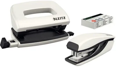 Produktbild von Schreibtisch-Set Nexxt Wow Heftgerät+Locher perlweiß Packung mit 6 Stück