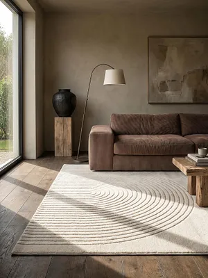 Produktbild von Kurzflorteppich Kurzflor Bögen Polypropylen Creme 140x200 cm Wohnzimmer Schlafzimmer MUOTA | Kadima Design