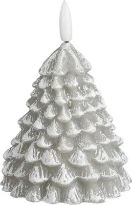 Produktbild von Mica Kerze LED Weihnachtsbaum 12 x Ø 8,5 cm grau batteriebetrieben Timer