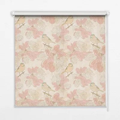 Produktbild von Seitenzug-Rollo Fensterrollo Jalousie - Lichtdurchlässig Springrollos - 90x140 cm - Vögel inmitten von Blumen