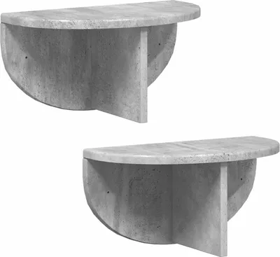 Two identical concrete gray wall shelves are shown against a white background.