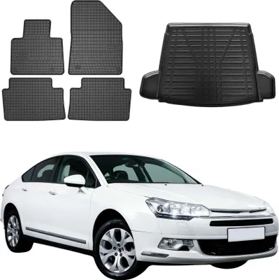 Obrázok produktu pre Sada podlahových rohoží a vložiek do kufra pre Citroen C5 2008-2017 gumové TPE čierne 5x