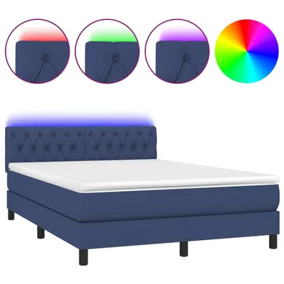 Produktbild von vidaXL Boxspringbett mit Matratze & LED Blau 140x190 cm Stoff