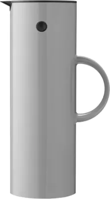 Produktbild von Isolierkanne Stelton EM77 - Doppelwandige Isolierkanne für Heiß-/Kaltgetränke - Tee- und Kaffeekanne mit Glaseinsatz, Magnetverschluss, Schraubdeckel, Vintage-Design - 1 Liter, Grau