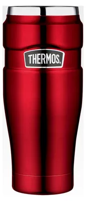 Produktbild von Thermobecher aus Edelstahl rot 0,47l - Coffee to Go Becher, dicht, spülmaschinenfest, 7h heiß & 18h kalt, mit Haken für Teebeutel, BPA-frei