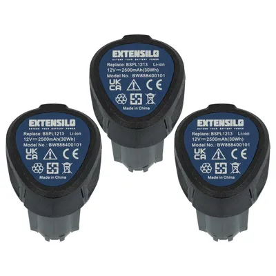 Produktbild von EXTENSILO 3x Akku Ersatz für Ryobi BSPL1213 für Werkzeug (2500 mAh, Li-Ion, 12 V)