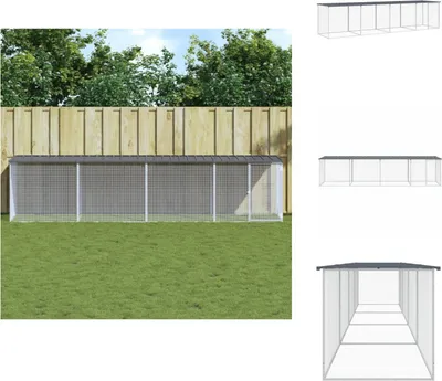 Produktbild von vidaXL Hühnerkäfig mit Dach Anthrazit 403x98x90 cm Verzinkter Stahl -  Lebensräume & Gehege für Kleintiere