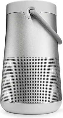 A silver Bose SoundLink Revolve+ II Bluetooth speaker is shown against a white background.
