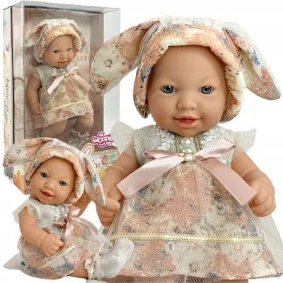 Produktbild von Babypuppe 24 cm im Häschen-Outfit realistisch Woopie Royal zum Spielen