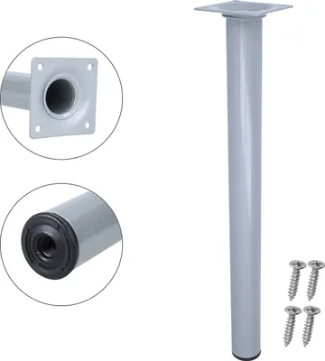 Produktbild von Möbelfuss Silber ø 30mm Tischbein Möbelstempel Sofafuss Stahl Möbelstütze rund Tischfuss 700mm