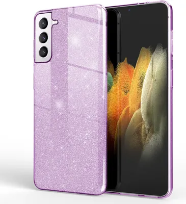 Produktbild von NALIA Glitzer Handy Hülle für Samsung Galaxy S21, Strass Diamant Back Cover Etui Lila
