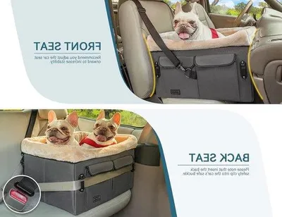 Image de Cage de transport améliorée pour chiens de taille moyenne - Cage de transport lavable à deux couleurs pour 2 petits chiens