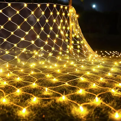 Produktbild von 3X2M 320LED Lichternetz 8 Modi Lichterkette Innen Lichtervorhang Weihnachtsbeleuchtung für Büsche Garten Weihnachten Halloween Balkon, Warmweiß