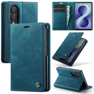 Obrázek produktu pro Kožené pouzdro pro Samsung Galaxy Z Fold 8, RFID ochranou, magnetickým zavíráním, přihrádkami na karty a funkcí stojánku Modrý