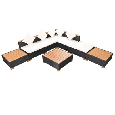 Immagine prodotto di vidaXL set salotto da giardino 8 pezzi con cuscini in poly rattan nero