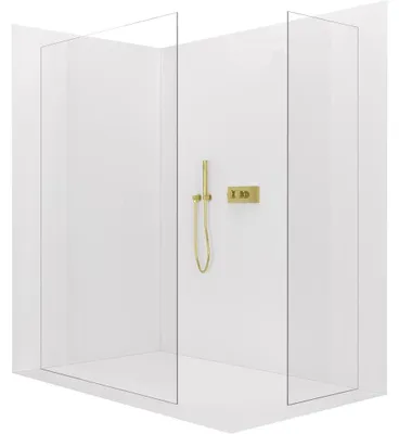 Obrázek produktu pro Sprchová zástěna Walk-in Crystal T L/P - 8 mm - bezvzpěrový systém - zlatá, transparentní sklo - 120x90x200 cm
