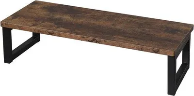 Zdjęcie produktu dla Ciemnobrązowy drewniany statyw na monitor 55 x 23 x 14 cm – organizer na biurko