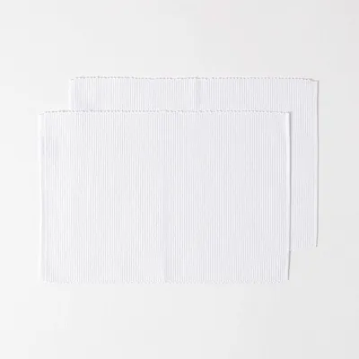 Produktbild von Geribbelde Tischdecken - Set aus 2 - Weiß - 100% Baumwolle - 50 x 33 cm