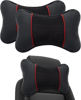 Produktbild von Ein Set aus 2 Kopfhörnern Geeignet für Kinderwagen, Kopfhörner Geeignet für im Auto, Kopfstützen Geeignet für Kinderwagen und Autozubehör (schwarz und rot).