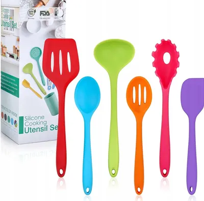 Produktbild von 6-teiliges Küchenhelfer Set aus Silikon, bunt, Löffel & Spatel