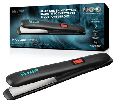 Produktbild von REVAMP Glätteisen 80-235°C - Profi Haarglätter Keramik Ionenplatten LCD Schwarz