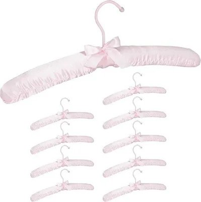 Obrázok produktu pre Mäkké ružové vešiaky na šaty, šírka 38 cm, 10 ks, satén