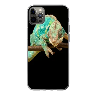 Produktbild von MuchoWow® Handyhülle Schutzhülle Hülle für iPhone 13 Pro Max Chamäleon - Zweig - Pastell Silikon Softcase Handy Hülle - Mobiltelefon