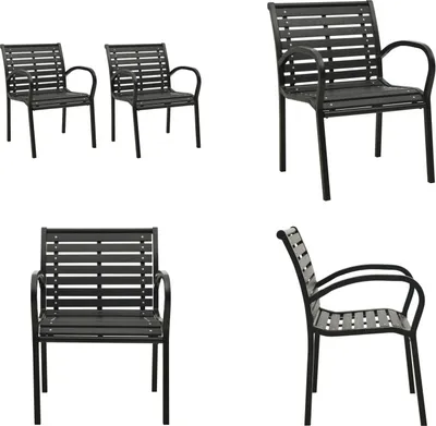 Image de vidaXL Chaise de jardin 2 pcs acier et WPC noir - Chaise de jardin - Chaise - Chaises