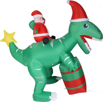 Zdjęcie produktu dla 7.87ft Xmas Inflatable Santa Ride On Dinosaur Build in LED Lights Blow Up Xmas Decorations for Outdoor Yard Garden Lawn Holiday Party Decor EU Plug 220-240V