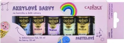 Obrázek produktu pro Akrylové barvy na kamínky s lakem - pastelové barvy, sada 6 ks + akrylový lak 25 ml
