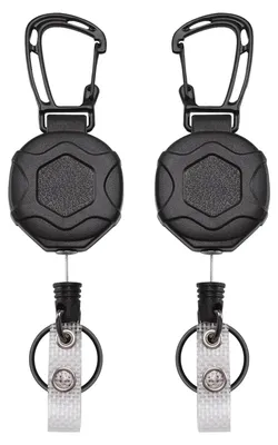 Produktbild von Schlüsselanhänger mit Auswelter, ausziehbar mit 80 cm langem Stahlseil, einziehbarer Schlüsselring mit Karabinerhaken für Auswelter, Kartenhalter, Schlüsselkarten, 2 Stück
