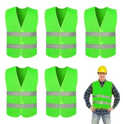 Produktbild von 5 Stück Warnweste Auto Sicherheitsweste Pannenweste Grün 59x68cm