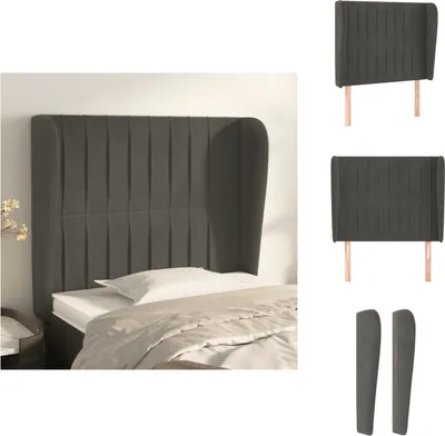 Produktbild von vidaXL Kopfteil mit Ohren Dunkelgrau 93x23x118/128 cm Samt -  Kopf- & Fußenden