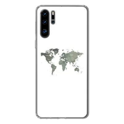 Produktbild von MuchoWow® Handyhülle Schutzhülle Hülle für Huawei P30 Pro Weltkarte - Grün - Weiß Silikon Softcase Handy Hülle - Schutzdeckel