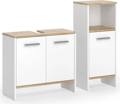 Produktbild von Badezimmermöbel-Set Vicco Karli Weiß/Goldkraft Eiche 2 Teile, Model 57972